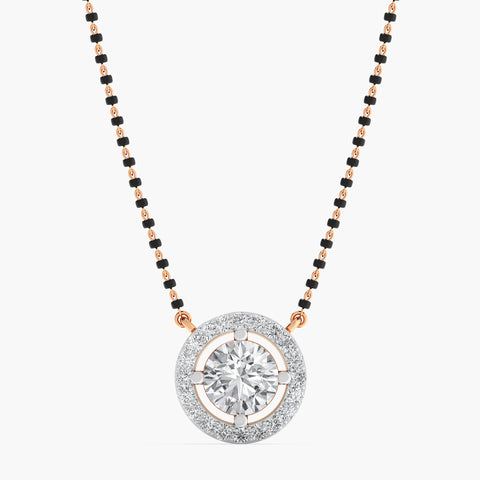 Solitiare Halo Ensemble Diamond Mangalsutra