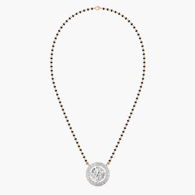 Solitiare Halo Ensemble Diamond Mangalsutra