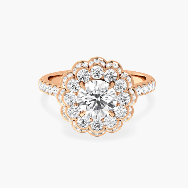 Queen's Cocktail Crown Diamond Ring with 1.33ct Round Lab Diamond