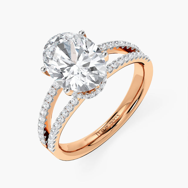 Radiant Rift Solitaire Ring with 3ct Oval Lab Diamond