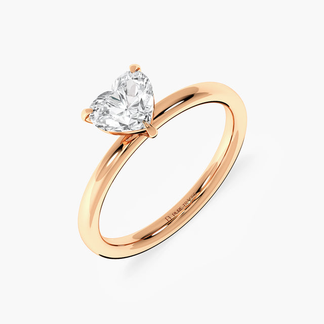 Luminary Solitaire  Ring with 1ct Heart Lab Diamond