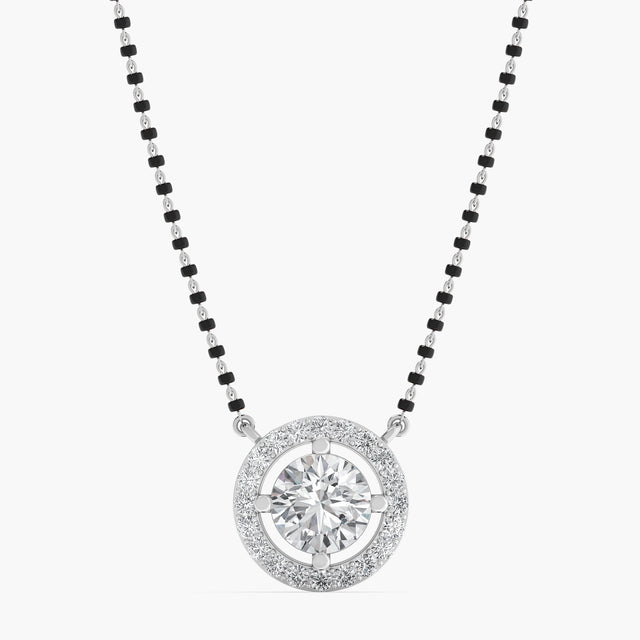 Solitiare Halo Ensemble Diamond Mangalsutra