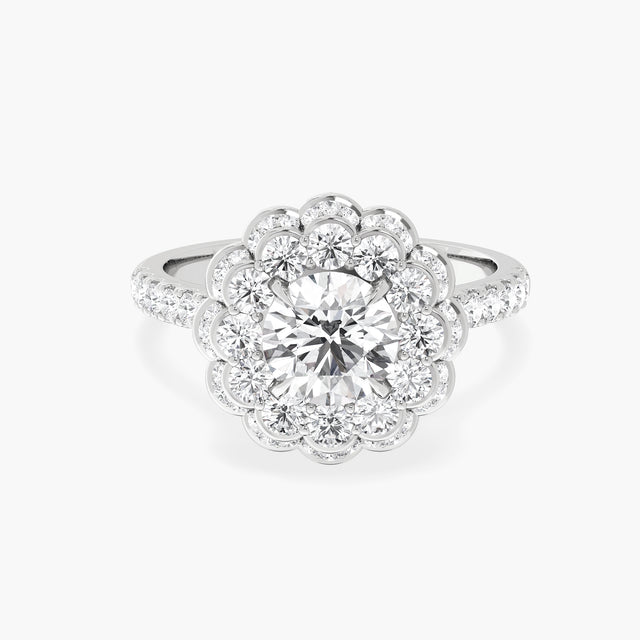 Queen's Cocktail Crown Diamond Ring with 1.33ct Round Lab Diamond