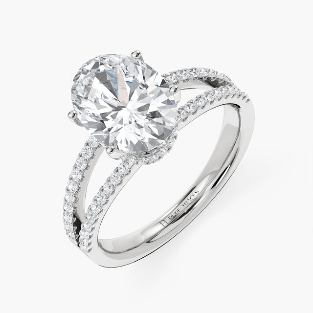 Radiant Rift Solitaire Ring with 3ct Oval Lab Diamond