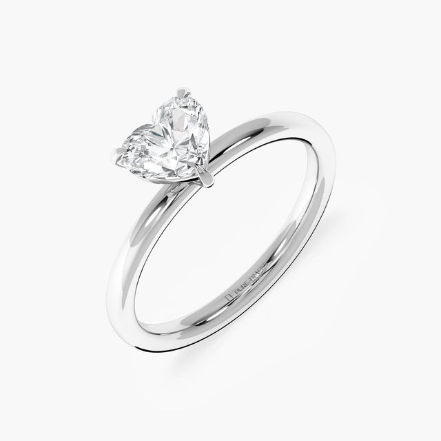 Luminary Solitaire  Ring with 1ct Heart Lab Diamond