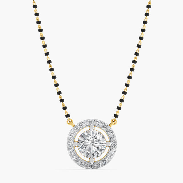 Solitiare Halo Ensemble Diamond Mangalsutra