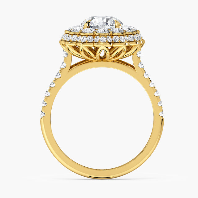 Queen's Cocktail Crown Diamond Ring with 1.33ct Round Lab Diamond