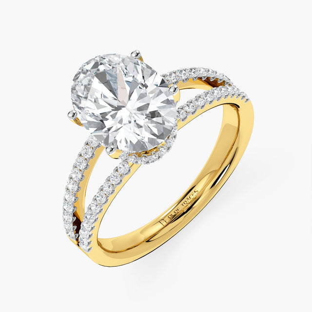 Radiant Rift Solitaire Ring with 3ct Oval Lab Diamond