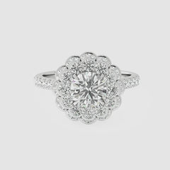 Queen's Cocktail Crown Diamond Ring with 1.33ct Round Lab Diamond